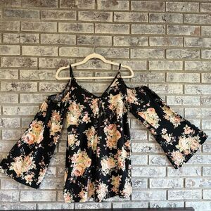 Free People Cold Shoulder Floral Bell Sleeve Top – Size XS